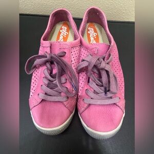 Softinos by FLY London Leather Lace Up Sneakers Pink
